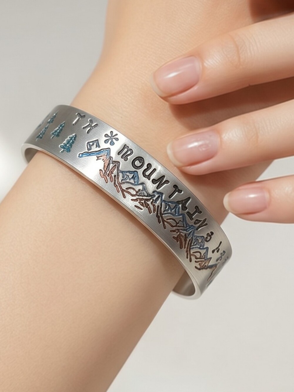 The Mountains Are Calling Stamped Cuff Bracelet